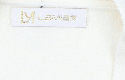 Lamia Womens Beige Sequin Animal Print V-Neck Cardigan One Size