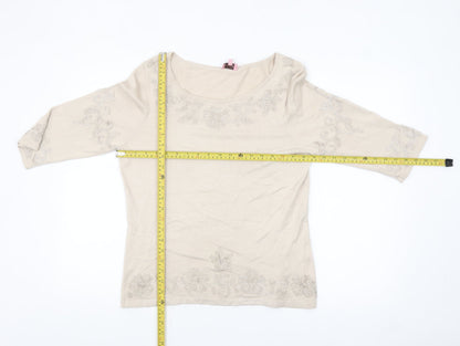 Phase Eight Women Beige Floral Embroidered Jumper Size 16