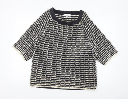 Next Women’s Black & Beige Knit Pullover Jumper Medium Cotton Blend