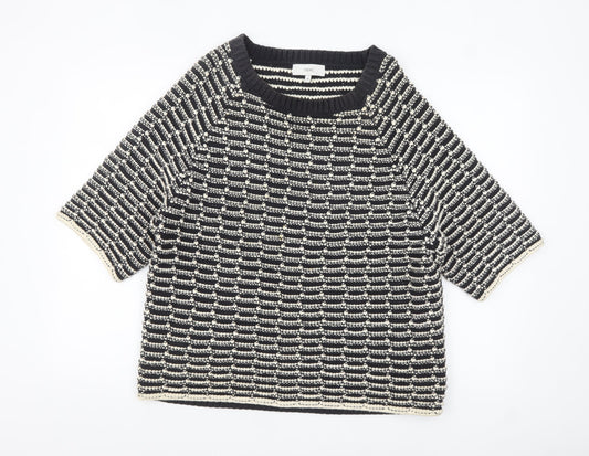 Next Women’s Black & Beige Knit Pullover Jumper Medium Cotton Blend