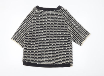 Next Women’s Black & Beige Knit Pullover Jumper Medium Cotton Blend