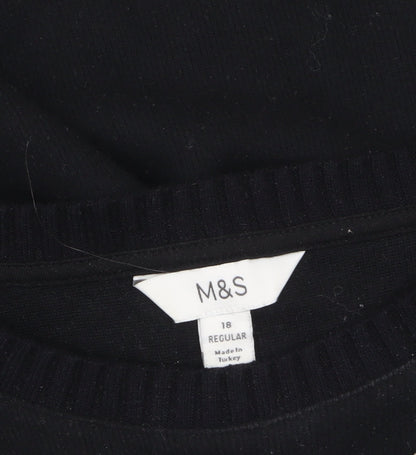 Marks and Spencer Women’s Black Beaded Crew Neck Short Sleeve T-Shirt Size 18