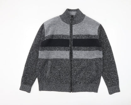 Max Men Grey 2XL Full Zip Knit Jumper for Men