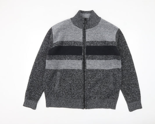 Max Men Grey 2XL Full Zip Knit Jumper for Men