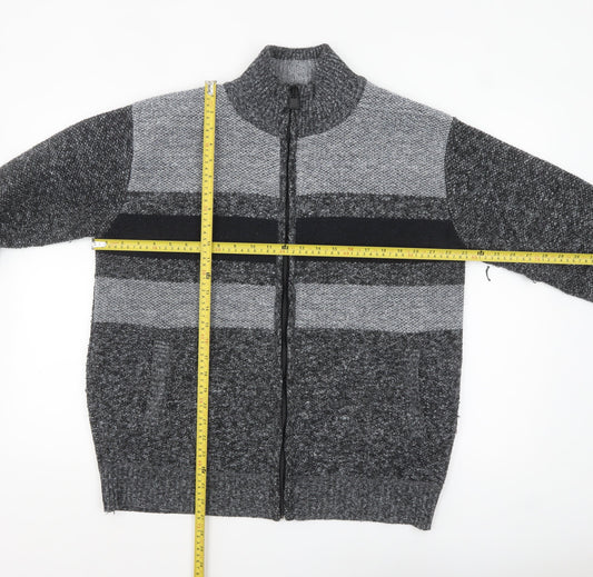 Max Men Grey 2XL Full Zip Knit Jumper for Men