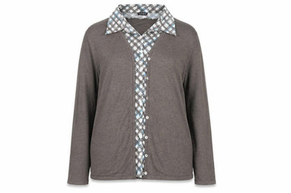 Gerry Weber Women's Brown Check Layered Cardigan Size 20