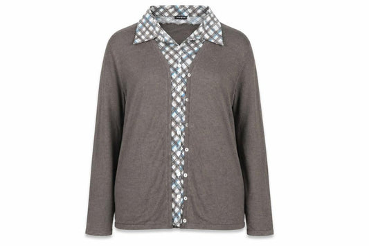 Gerry Weber Women's Brown Check Layered Cardigan Size 20
