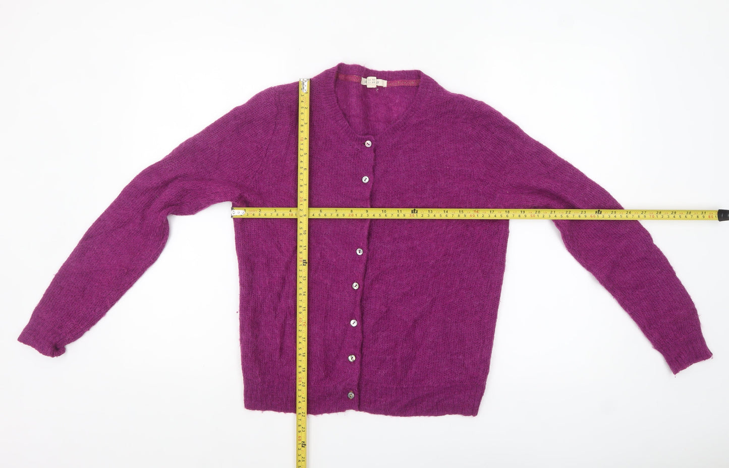 White Stuff Women's Purple Wool Alpaca Long Sleeve Cardigan UK 12