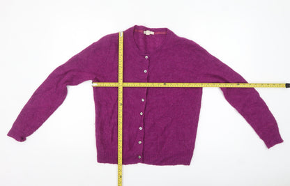 White Stuff Women's Purple Wool Alpaca Long Sleeve Cardigan UK 12