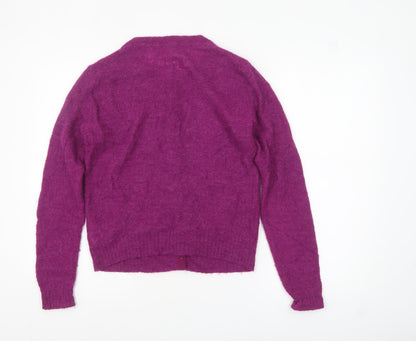 White Stuff Women's Purple Wool Alpaca Long Sleeve Cardigan UK 12