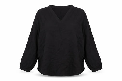 Marks & Spencer Women's Black V-Neck Long Sleeve Viscose Blouse Size 12