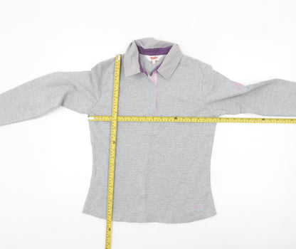 Tottie Women’s Grey Long Sleeve Polo Shirt Size L Cotton Blend