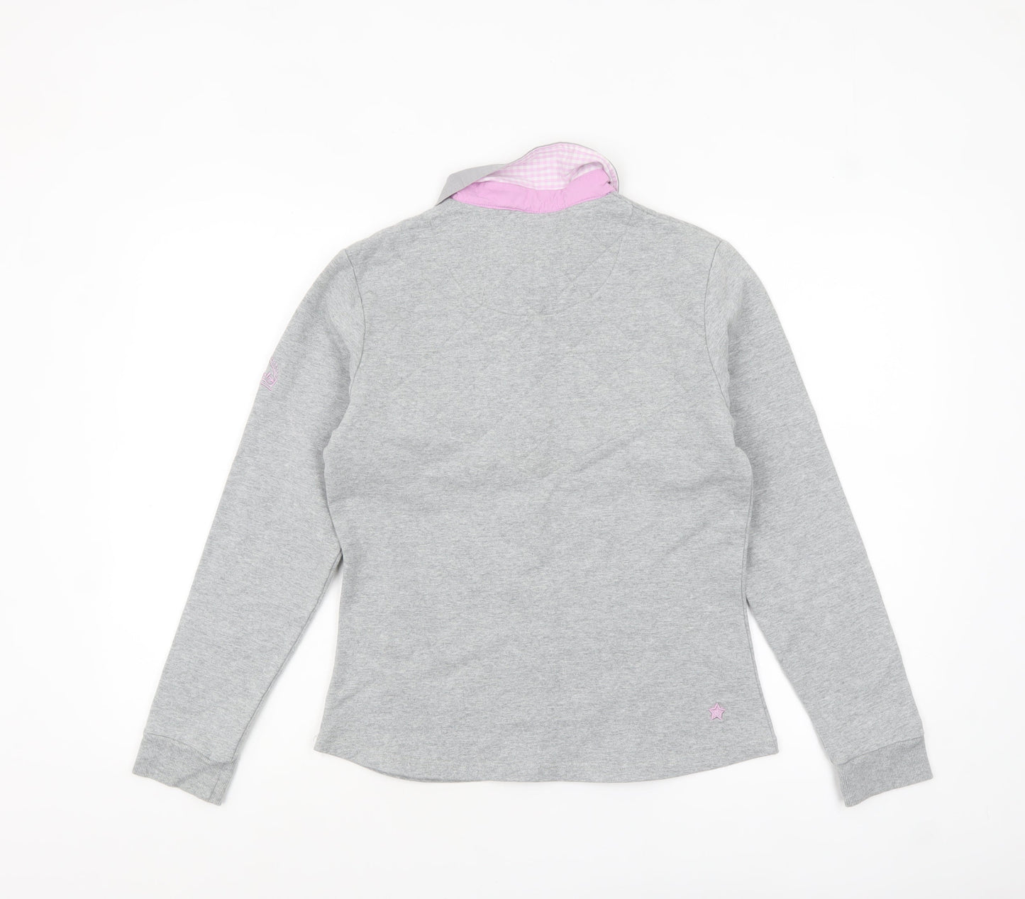 Tottie Women’s Grey Long Sleeve Polo Shirt Size L Cotton Blend