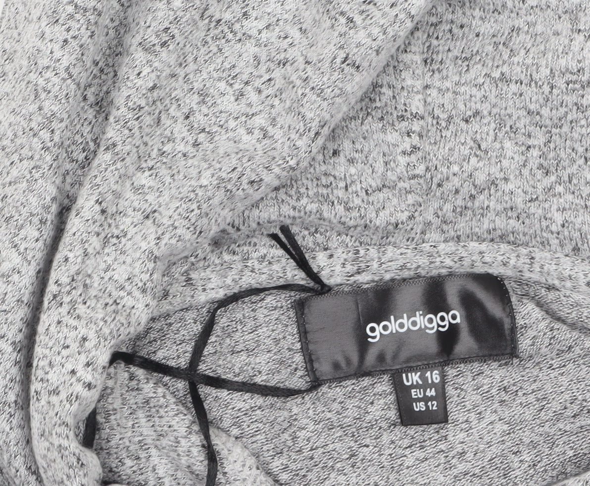 Womens UK Size 16 Golddigga Grey Pullover Hoodie