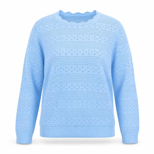Great Plains Women Blue Size 16 Cotton Open-Knit Jumper