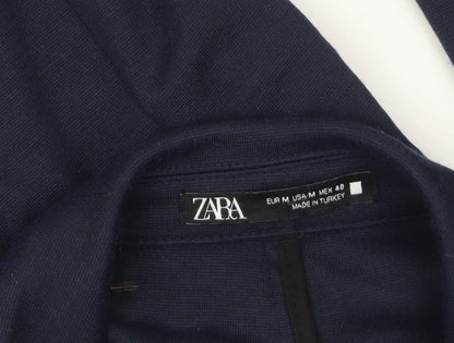 Zara Women Blue Collared Knit Cardigan Size 12