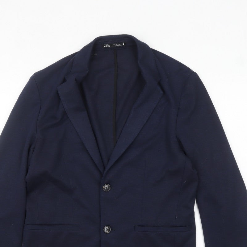 Zara Women Blue Collared Knit Cardigan Size 12