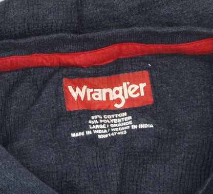 Wrangler Men's Blue Long Sleeve Crew Neck Cotton Blend Top Size L