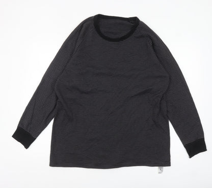 Marks and Spencer Men's Black Striped Long Sleeve Top XL Regular Fit