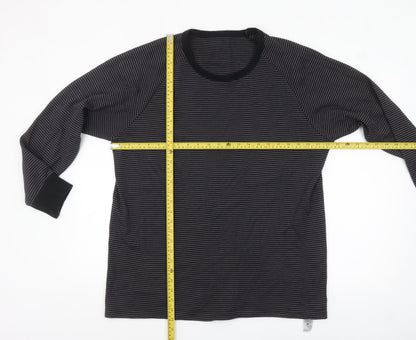 Marks and Spencer Men's Black Striped Long Sleeve Top XL Regular Fit
