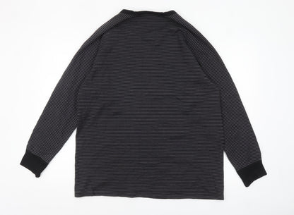 Marks and Spencer Men's Black Striped Long Sleeve Top XL Regular Fit