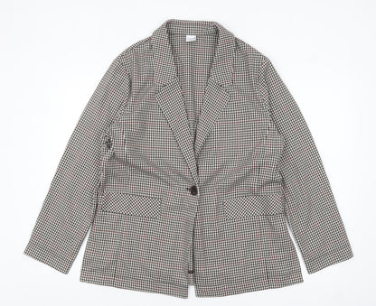 Bossini Women's Brown Check Blazer XL UK 16 Single-Breasted Jacket