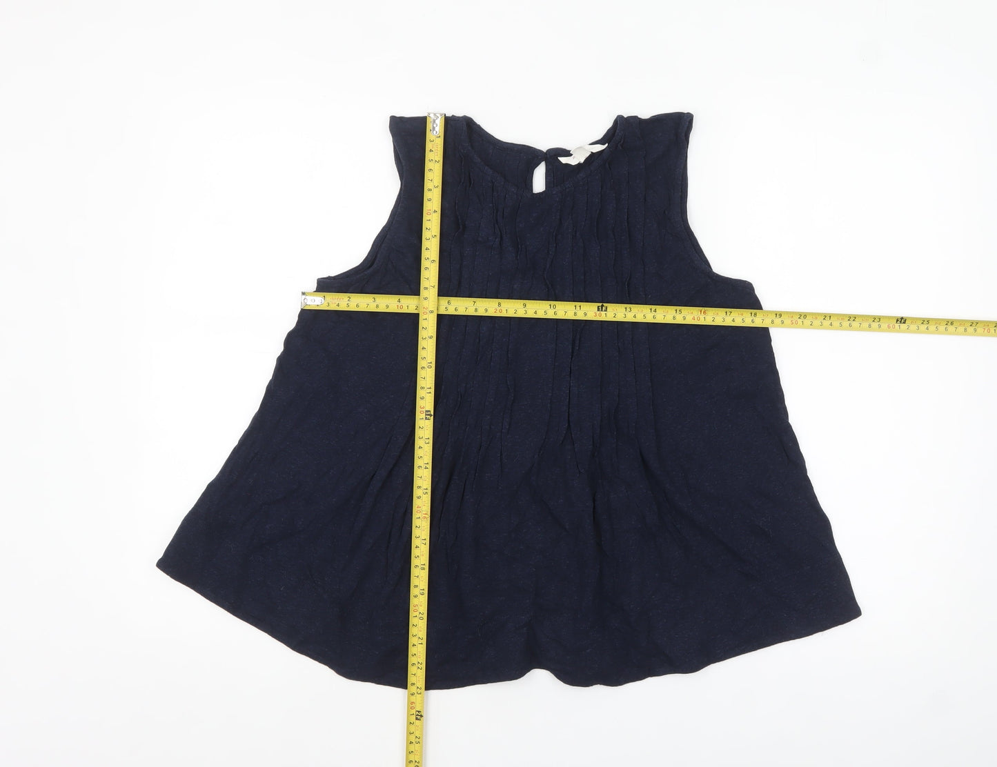 Marks and Spencer Per Una Women's Blue Linen Blend Sleeveless Tunic Blouse Size 14
