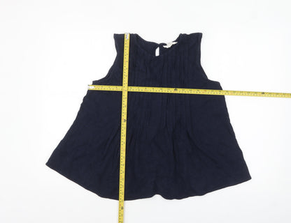 Marks and Spencer Per Una Women's Blue Linen Blend Sleeveless Tunic Blouse Size 14
