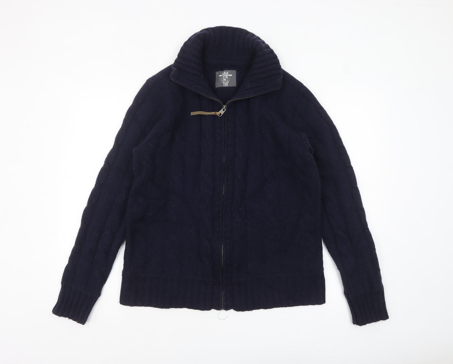 Mens UK Size L H&M Blue Full Zip Jumper