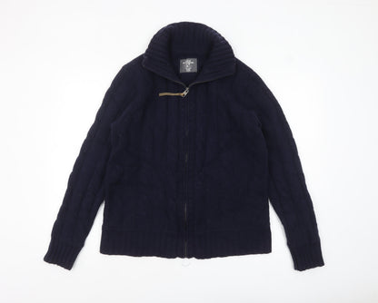 Mens UK Size L H&M Blue Full Zip Jumper