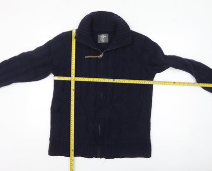 Mens UK Size L H&M Blue Full Zip Jumper