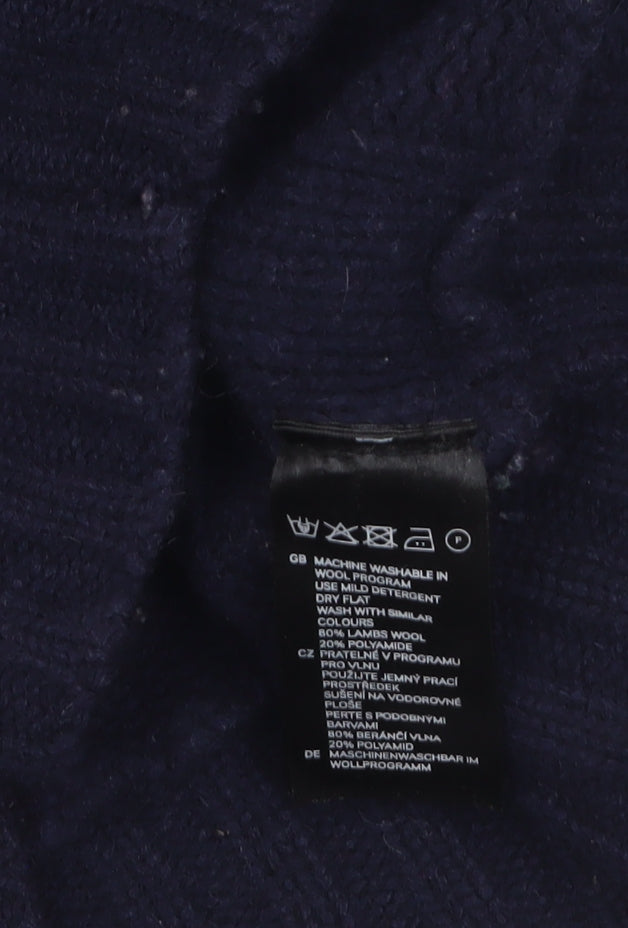 Mens UK Size L H&M Blue Full Zip Jumper