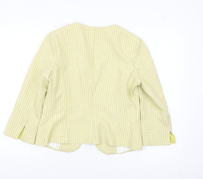 Parantez Women's Yellow Geometric Woven Blazer Size 14