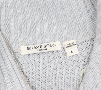 Womens UK Size L Brave Soul Grey Full Zip Jumper
