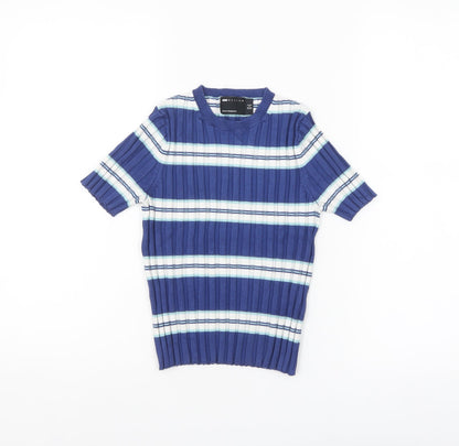 ASOS Design Women's Blue Striped Knit T-Shirt Size 4