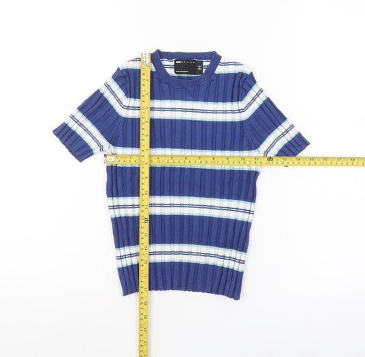 ASOS Design Women's Blue Striped Knit T-Shirt Size 4