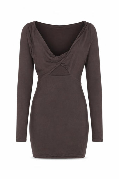 Oh Polly Women’s Brown Long Sleeve Bodycon Mini Dress Size 4
