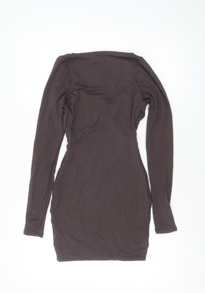 Oh Polly Women’s Brown Long Sleeve Bodycon Mini Dress Size 4