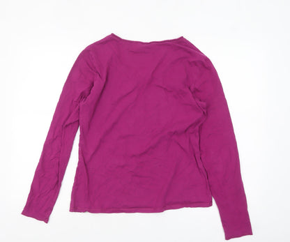 Lazy Jacks Women's Purple Long Sleeve Cotton Scoop Neck Top Size 12