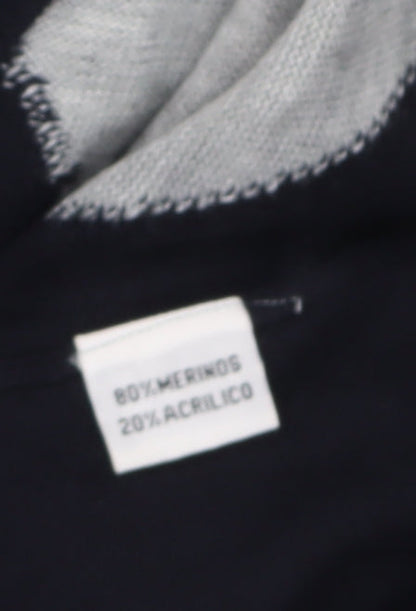 BONO BONO Uomo Men's XL Black Grey Blue Argyle 1/2 Zip Wool Jumper