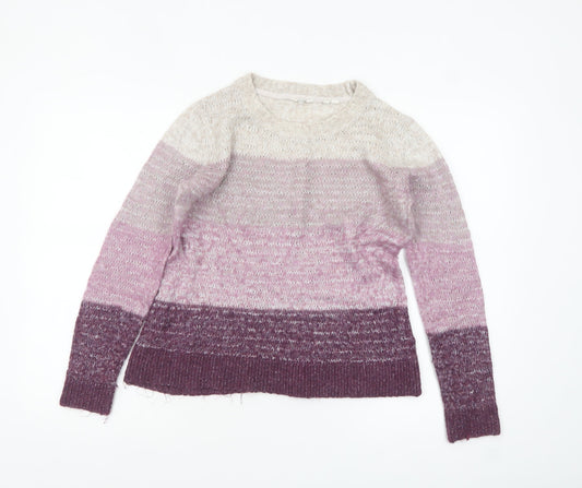 Fat Face Women's Beige Purple Ombre Knit Jumper Size 10 Regular