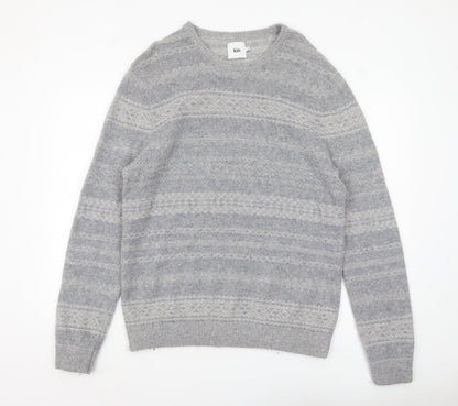Kin Men's Grey Fair Isle Wool Blend Pullover Jumper XL