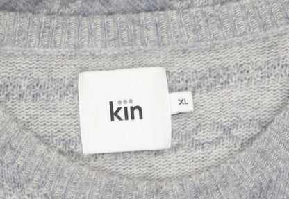 Kin Men's Grey Fair Isle Wool Blend Pullover Jumper XL