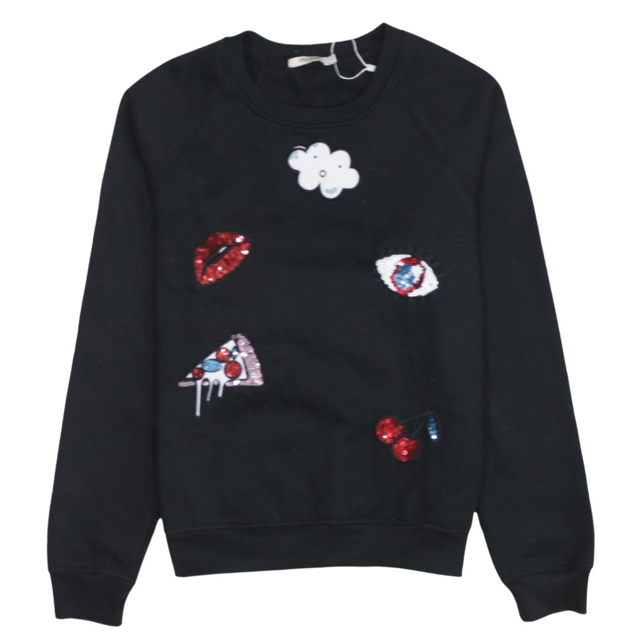 Womens UK Size L FEE RED Black Pullover Sweatshirt