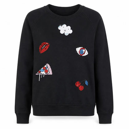 Womens UK Size L FEE RED Black Pullover Sweatshirt