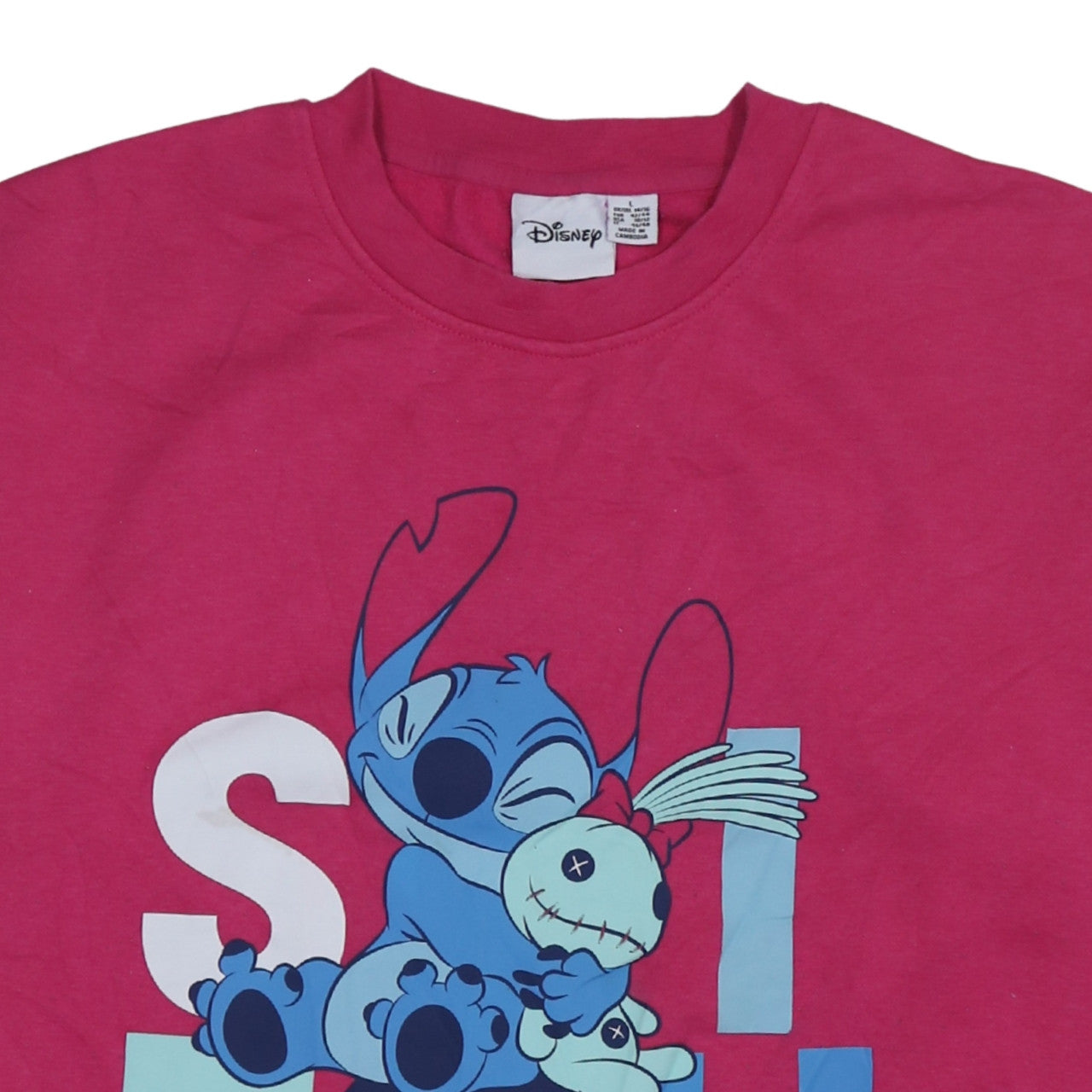 Womens UK Size L Disney Pink Pullover Sweatshirt