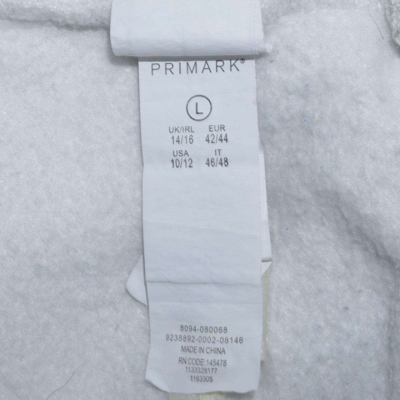 Womens UK Size L Primark White Pullover Sweatshirt