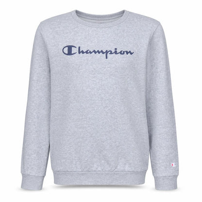 Front view of Champion boys’ grey pullover sweatshirt xl 13-14 years logo crew neck fleece