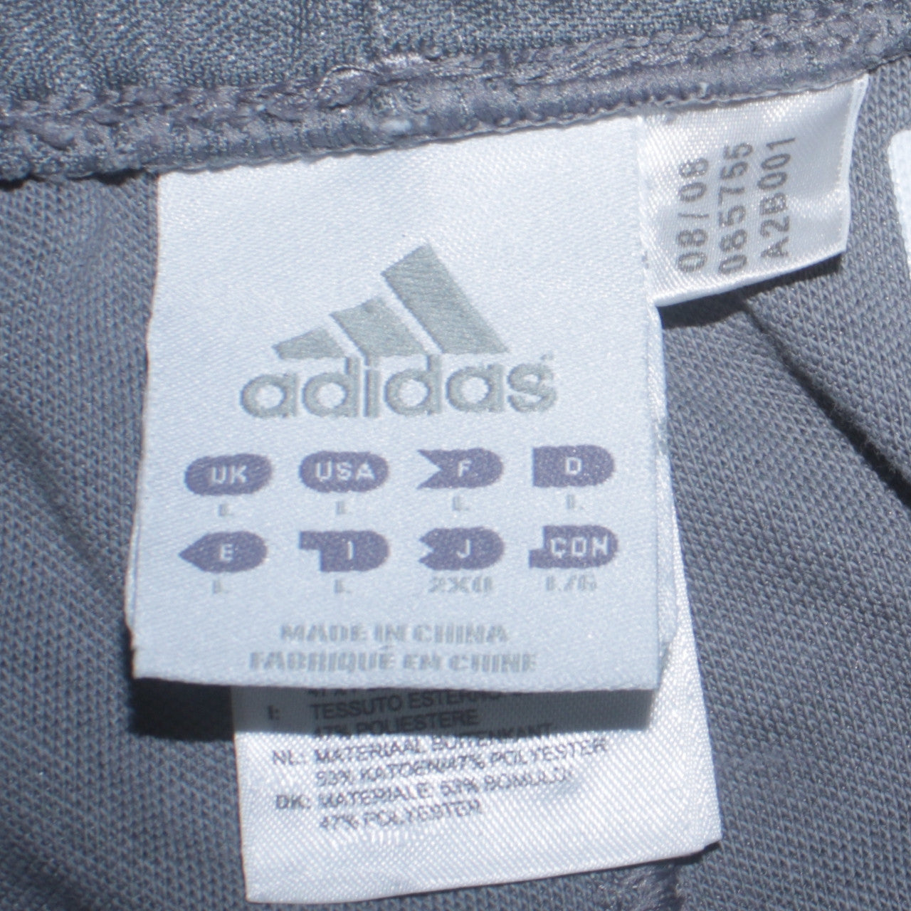 Mens UK Size L adidas Regular Fit Track Pants Grey Trousers