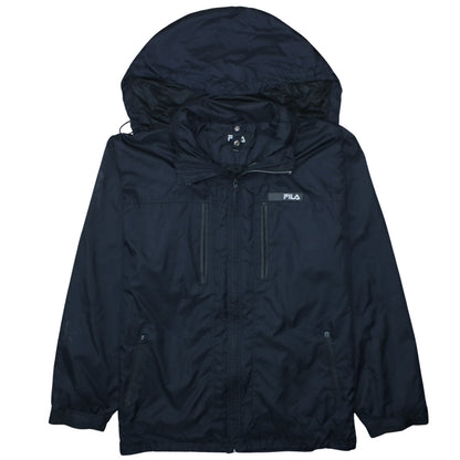 Mens UK Size 2XL FILA Black Windbreaker Coat